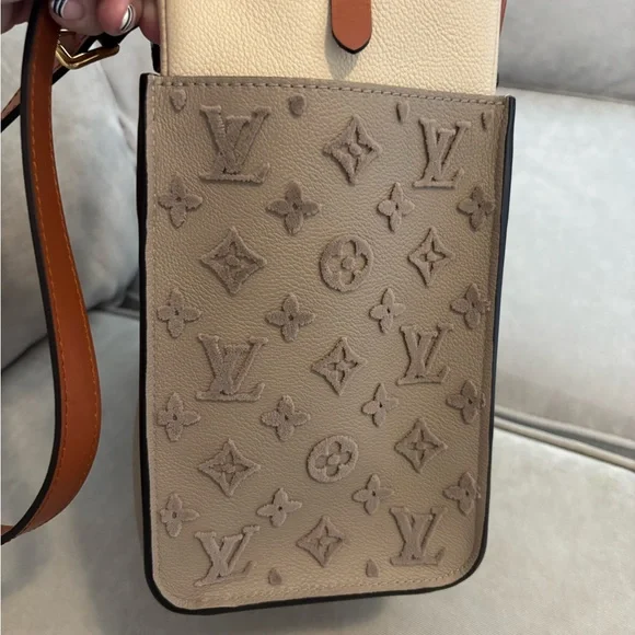 Louis Vuitton Tuffetage On My Side MM Cream and Tan Satchel - Picture 6 of 14